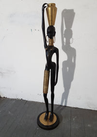 Life size 169 cm bronze African Woman Sculpture from Austria, 1950s