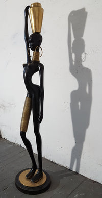 Life size 169 cm bronze African Woman Sculpture from Austria, 1950s