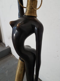 Life size 169 cm bronze African Woman Sculpture from Austria, 1950s