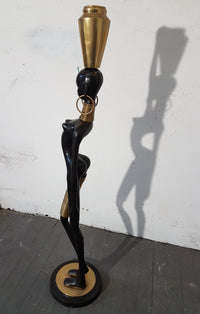 Life size 169 cm bronze African Woman Sculpture from Austria, 1950s