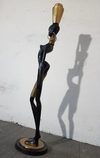 Life size 169 cm bronze African Woman Sculpture from Austria, 1950s