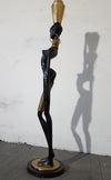 Life size 169 cm bronze African Woman Sculpture from Austria, 1950s