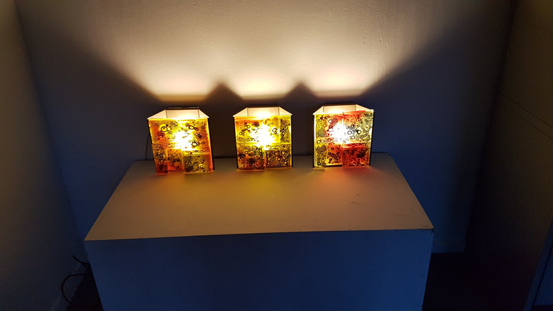 3 x Raak coloured glass wall sconces lamps Willem van Oyen.