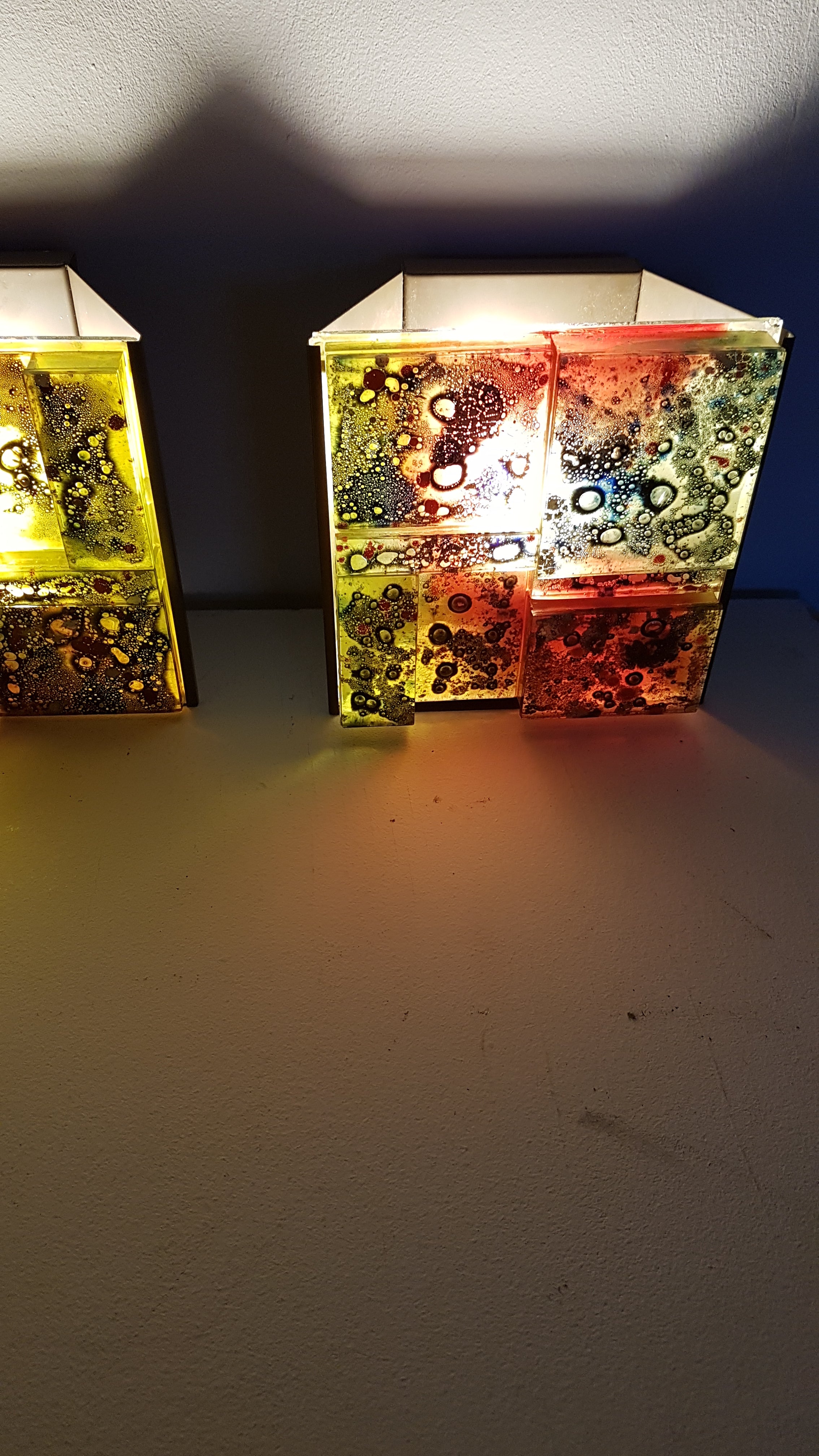 3 x Raak coloured glass wall sconces lamps Willem van Oyen.
