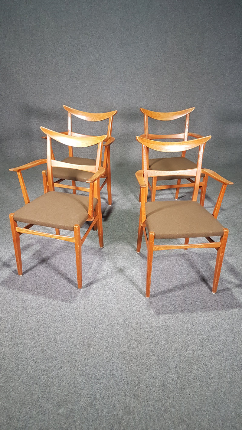 Set of 4 Dutch wooden dining armchairs in Danish style. 1950s