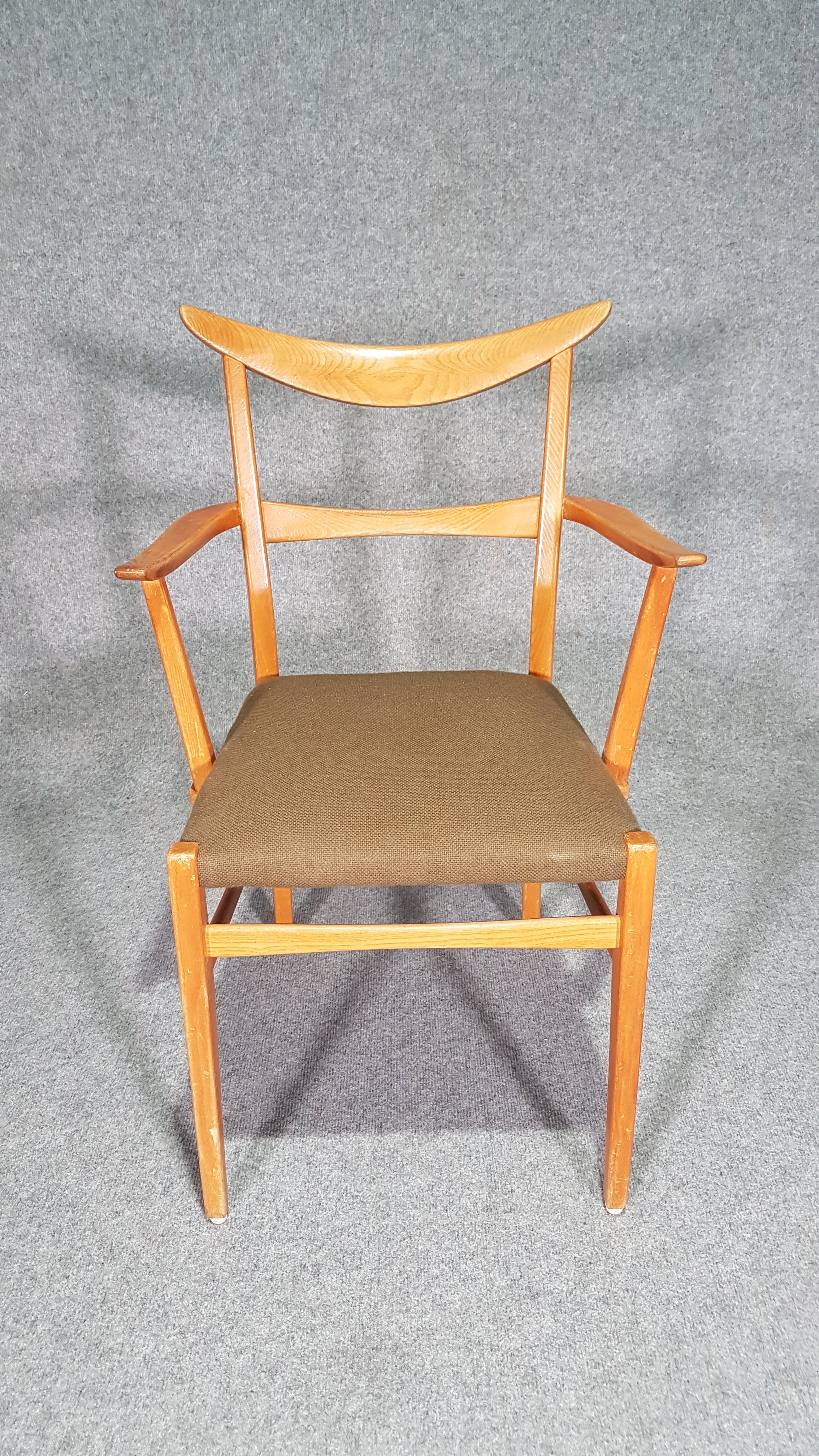 Set of 4 Dutch wooden dining armchairs in Danish style. 1950s