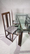 Rare dining set, Galaxy Table and chairs, with exclusive upholstering, designed by Umberto Asnago - Giorgetti. 1980s