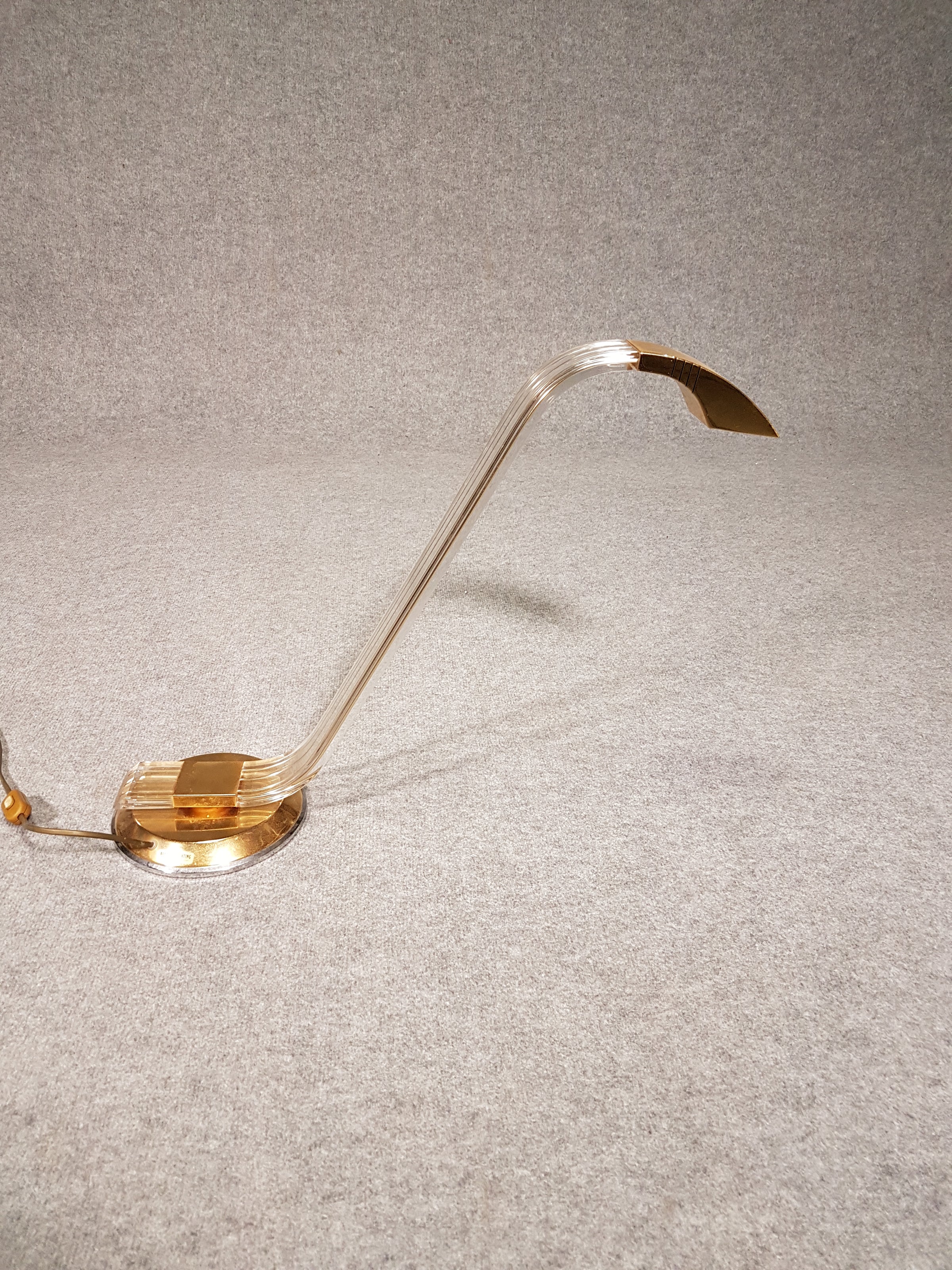 Brass and lucite Cobra table lamp, Spanish design, from Grupo MCI