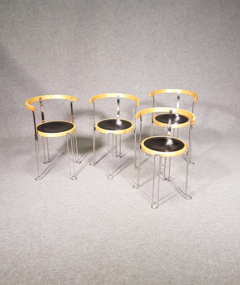 Set 4 postmodern armchairs B6 - Borge Lindau for Bla Station -1980s