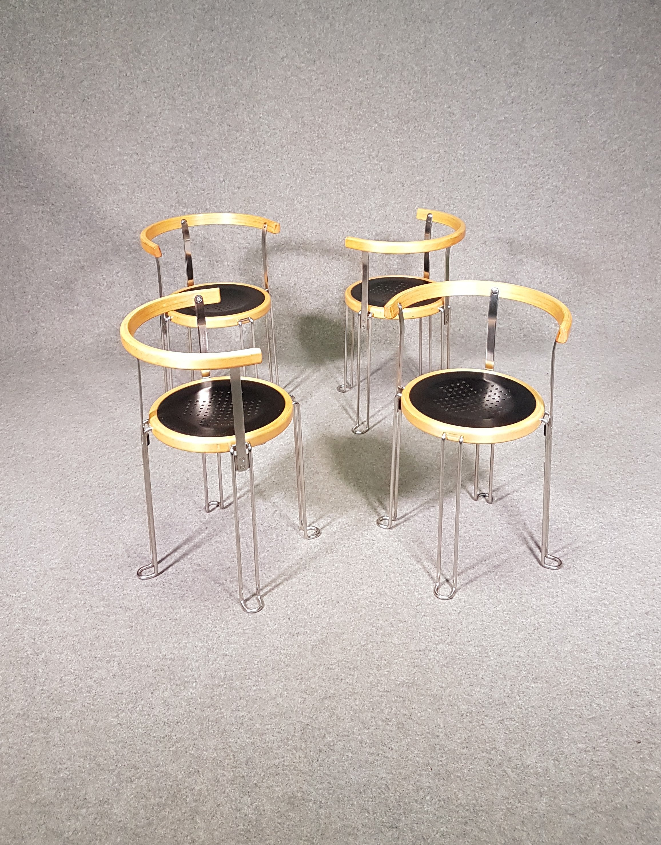 Set 4 postmodern armchairs B6 - Borge Lindau for Bla Station -1980s