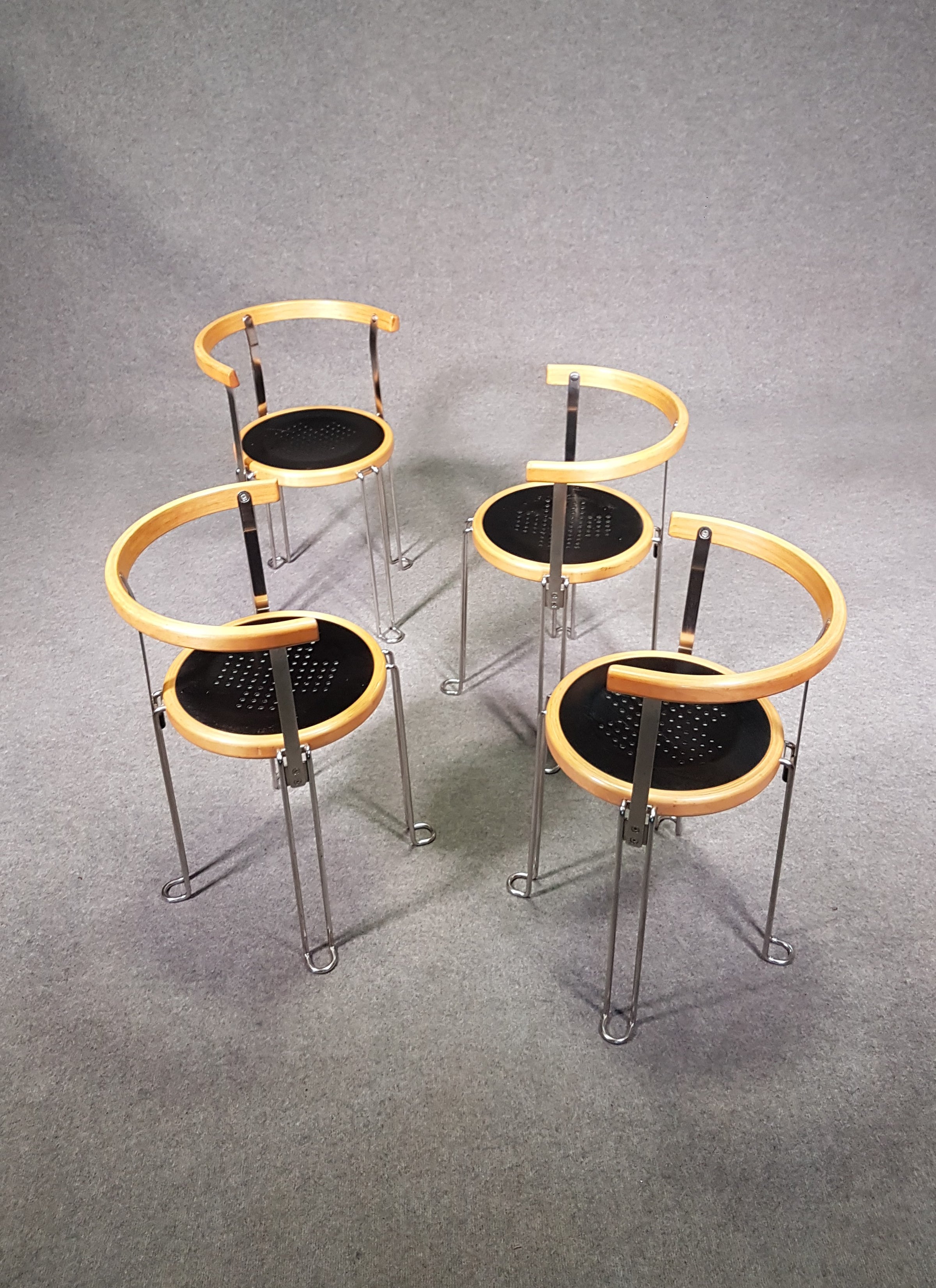 Set 4 postmodern armchairs B6 - Borge Lindau for Bla Station -1980s