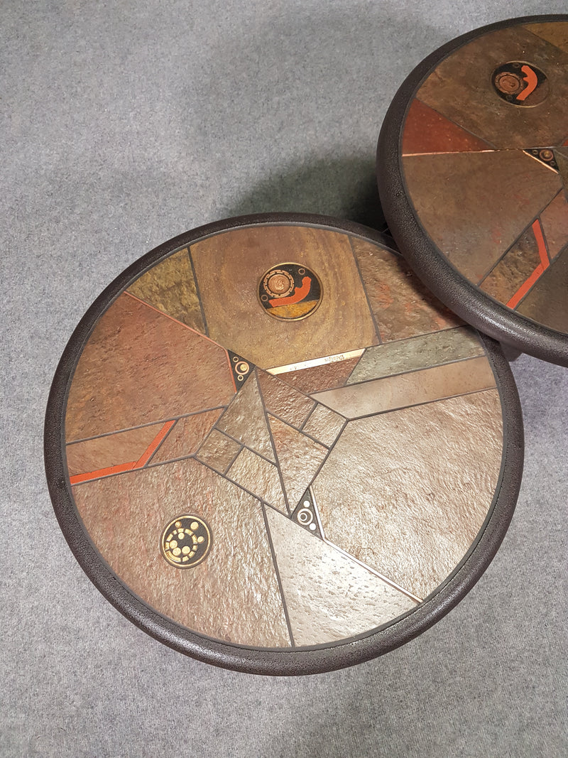 Brutalist coffee table concrete with naturestone from Fedam, 1980s