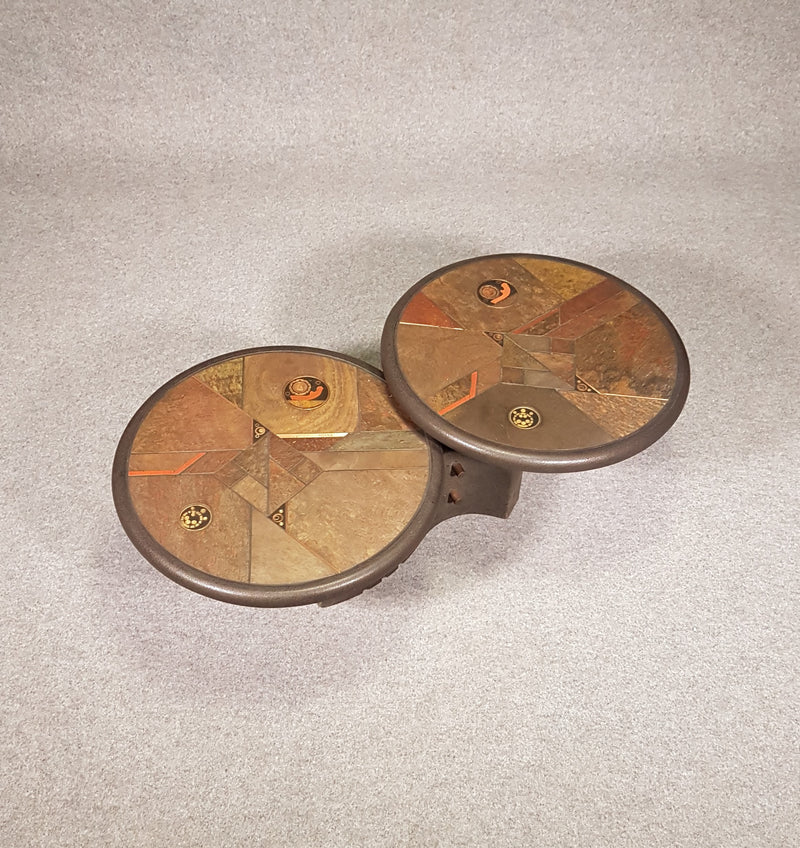 Brutalist coffee table concrete with naturestone from Fedam, 1980s