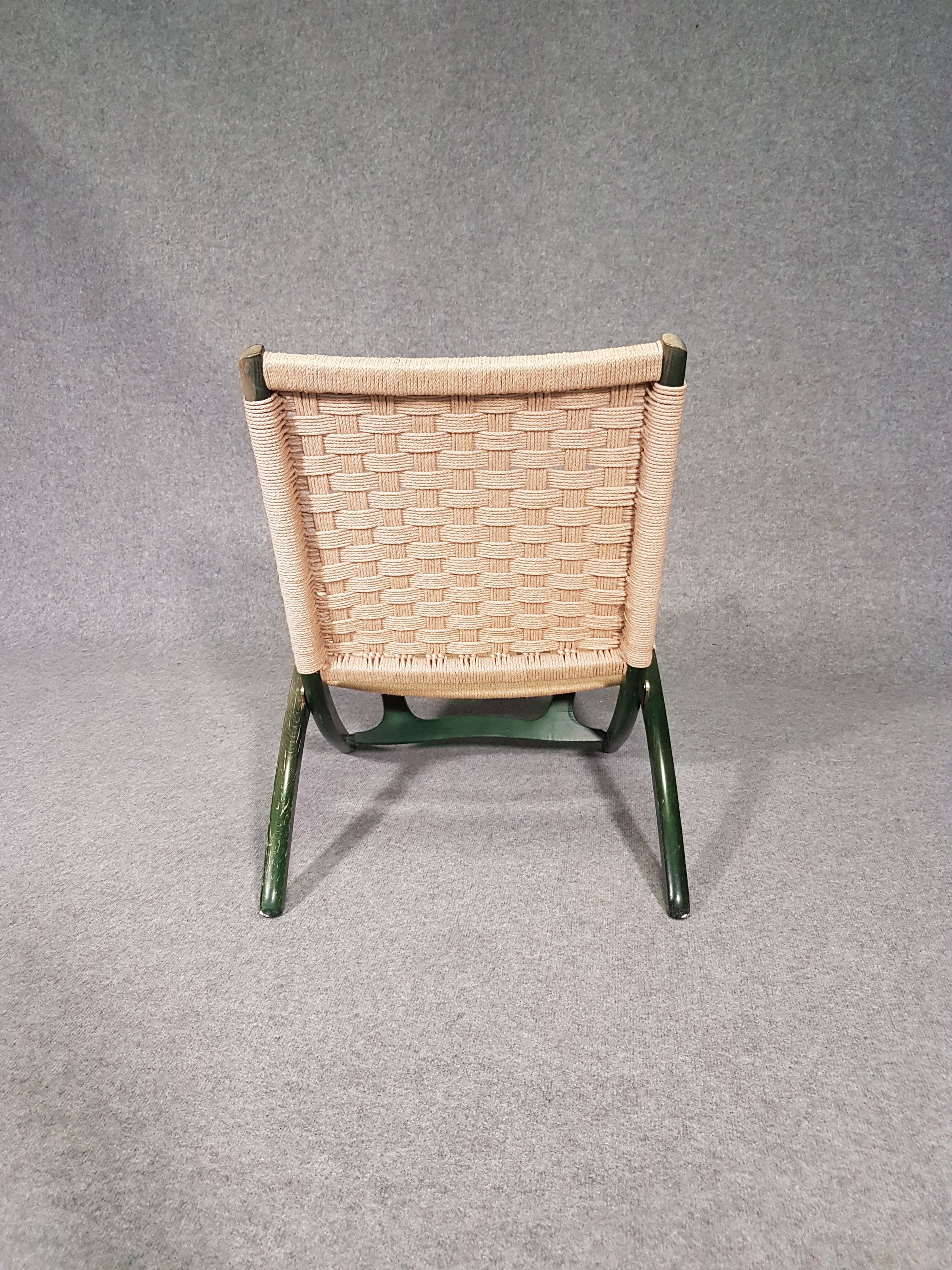 Green folding rope lounge chair by Ebert Wels, 1960s