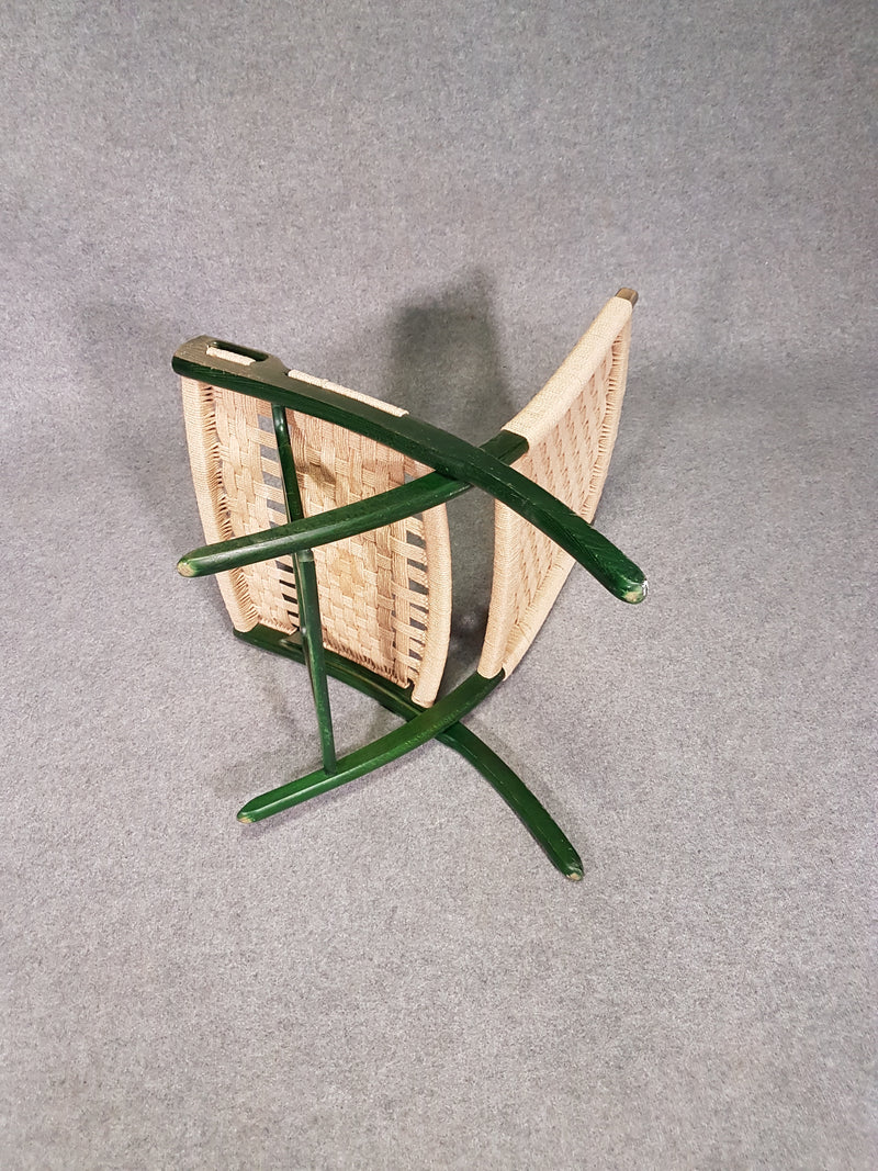 Green folding rope lounge chair by Ebert Wels, 1960s