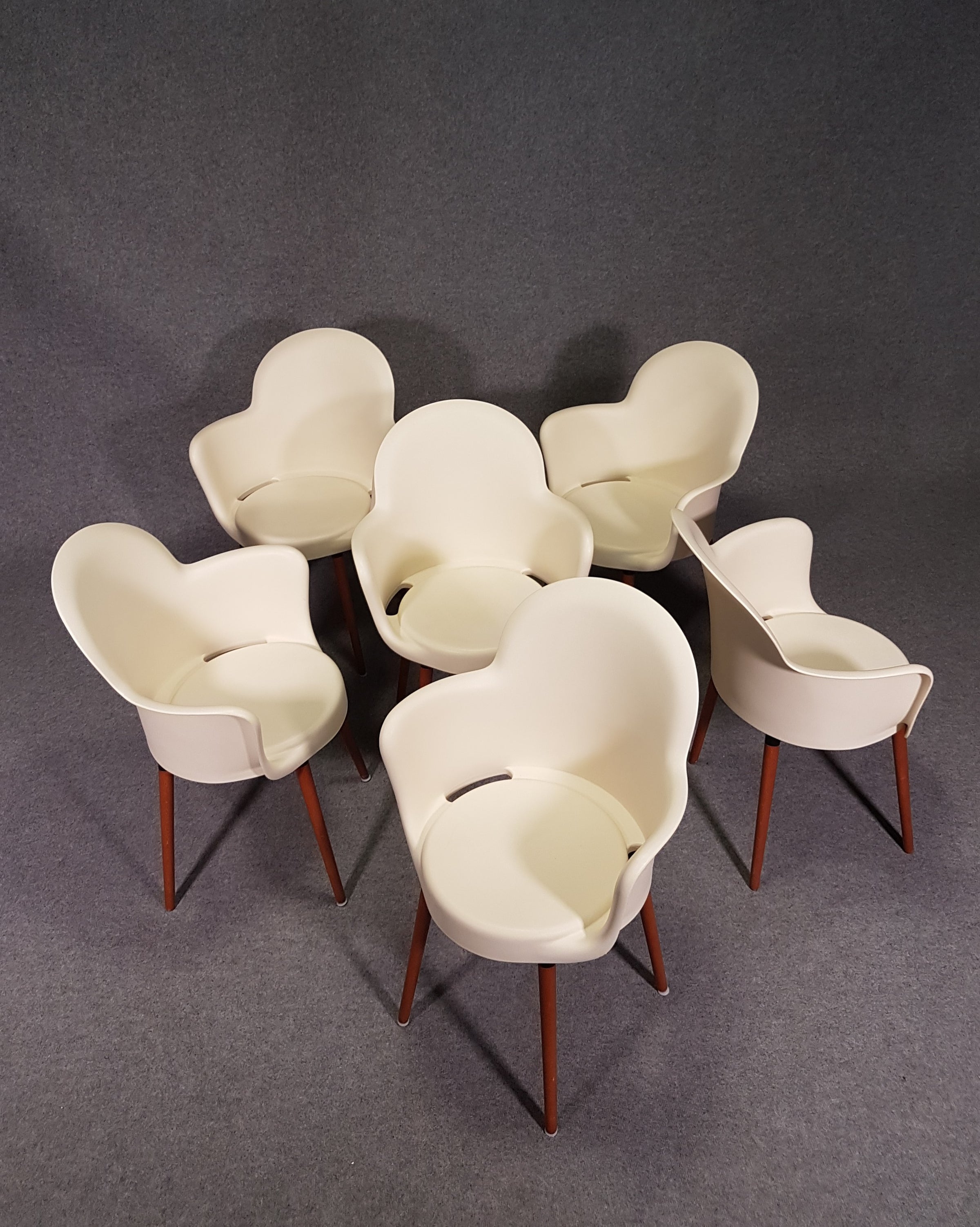 Set 6 Sintesi Gogo chairs with wooden legs by Marcello Ziliani, 1990s