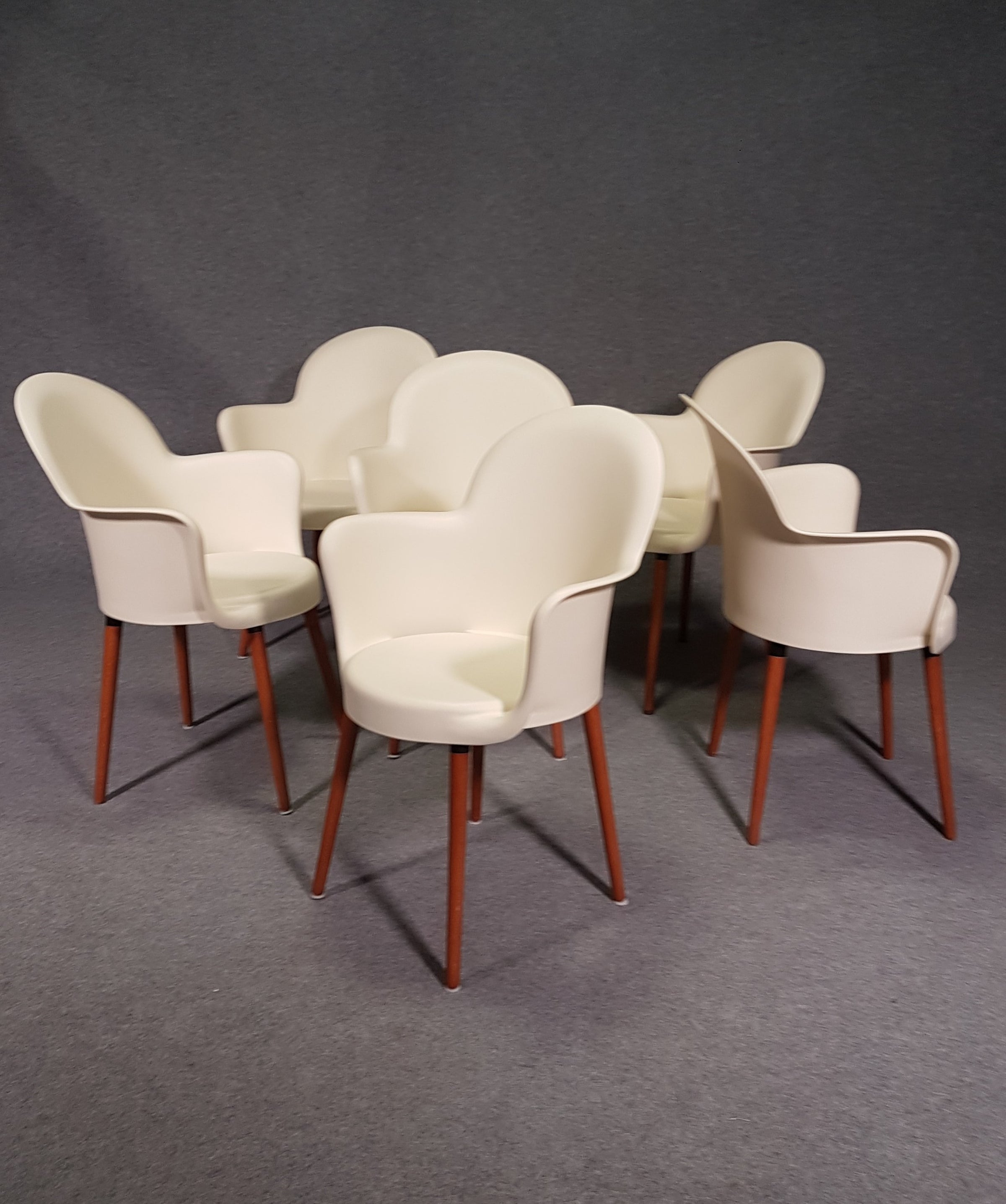 Set 6 Sintesi Gogo chairs with wooden legs by Marcello Ziliani, 1990s