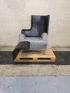 rare lounge chair with foldable footrest by Brunati / leather / grey - black