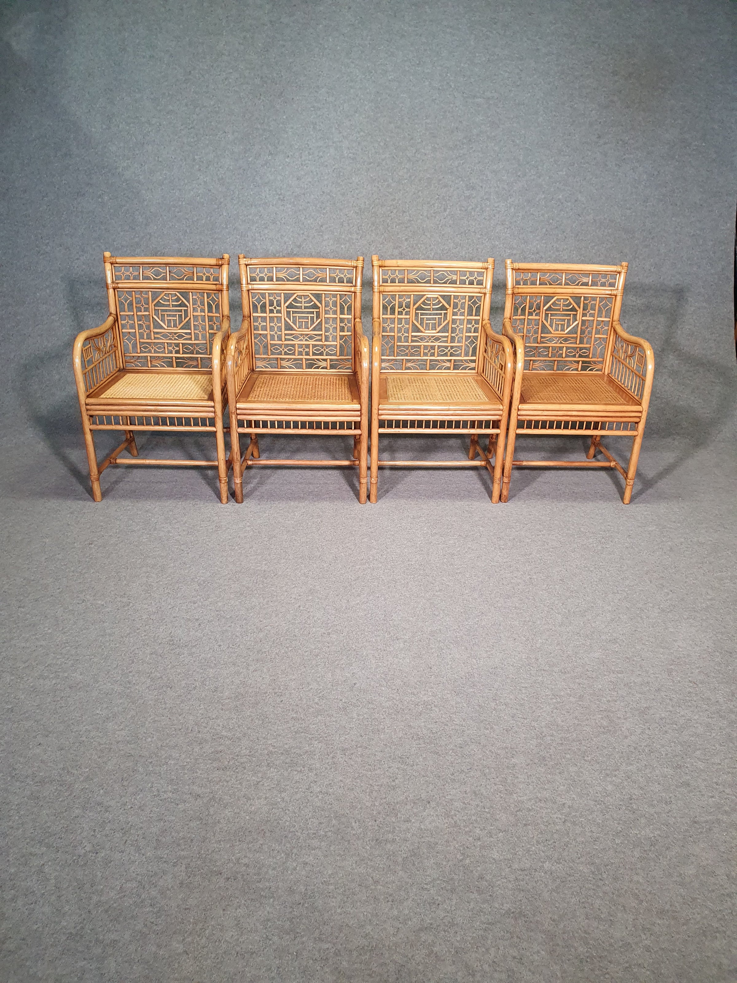 4 x mcguire rattan chair marked  Chinoiserie Chique bamboo