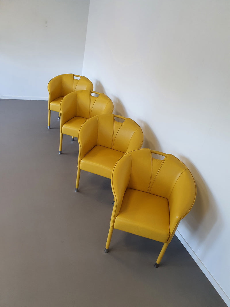 Paolo Piva- rare model - 4 Leather Armchairs Auretta , Edition Wittmann, circa 1980