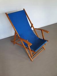 Blue vintage adjustable beach chairs, 1950s.