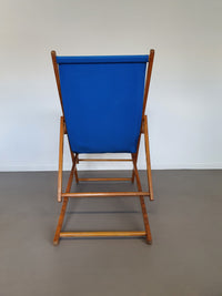 Blue vintage adjustable beach chairs, 1950s.