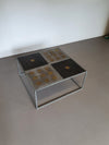 One of a kind brutalist coffee table 1980s with aluminium / copper / steel tops