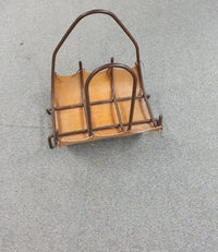 Firewood Basket leather and metal, 1960s