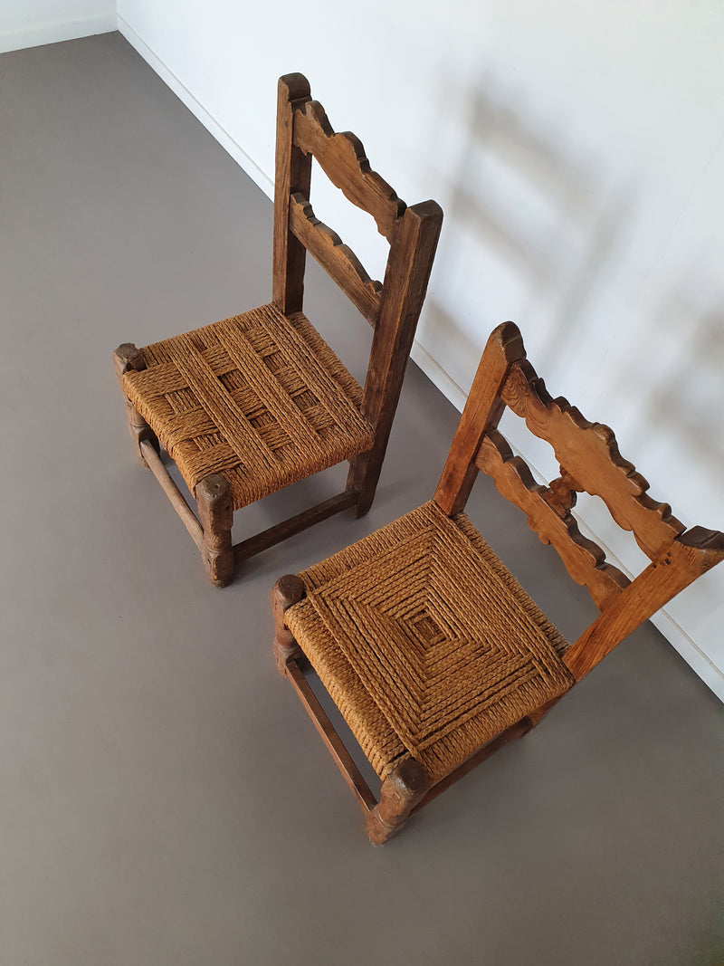 2 Brutalist rope chairs mid 1900s