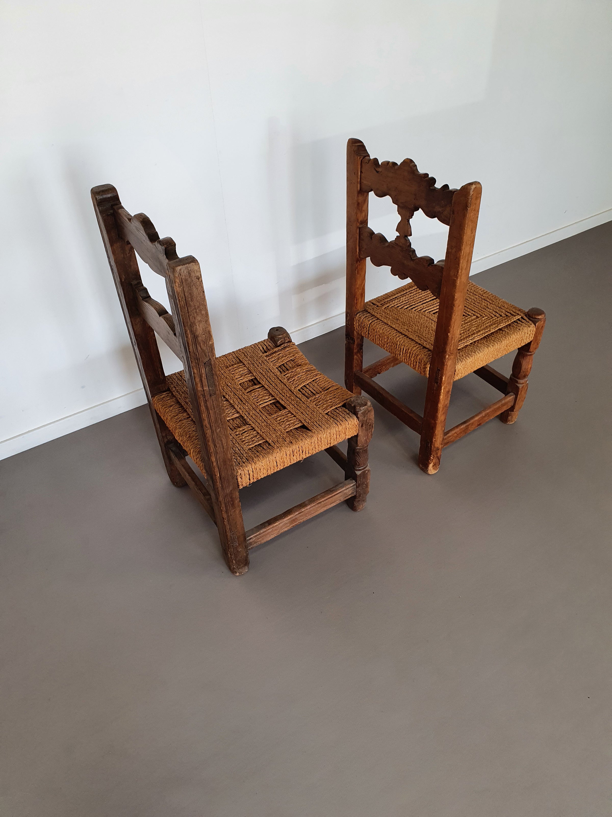 2 Brutalist rope chairs mid 1900s