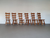 Olm wood brutalist wabi sabi dining set / 6 chairs / Table.