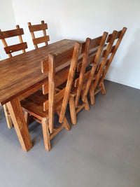 Olm wood brutalist wabi sabi dining set / 6 chairs / Table.