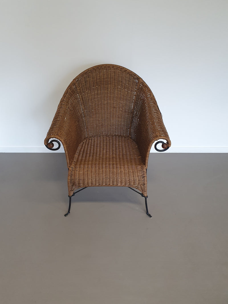 Wrought iron wicker chair