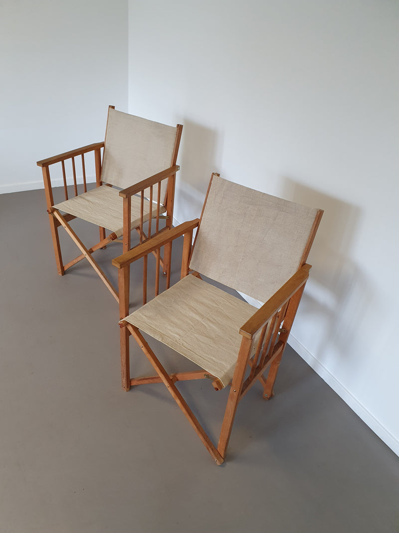 Original pair of folding armchairs, Danish, edited by Hyllinge Mobler from 1970