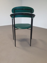 Set of Six Rare Green Leather Stiletto Chairs by Arrben with  black Frame