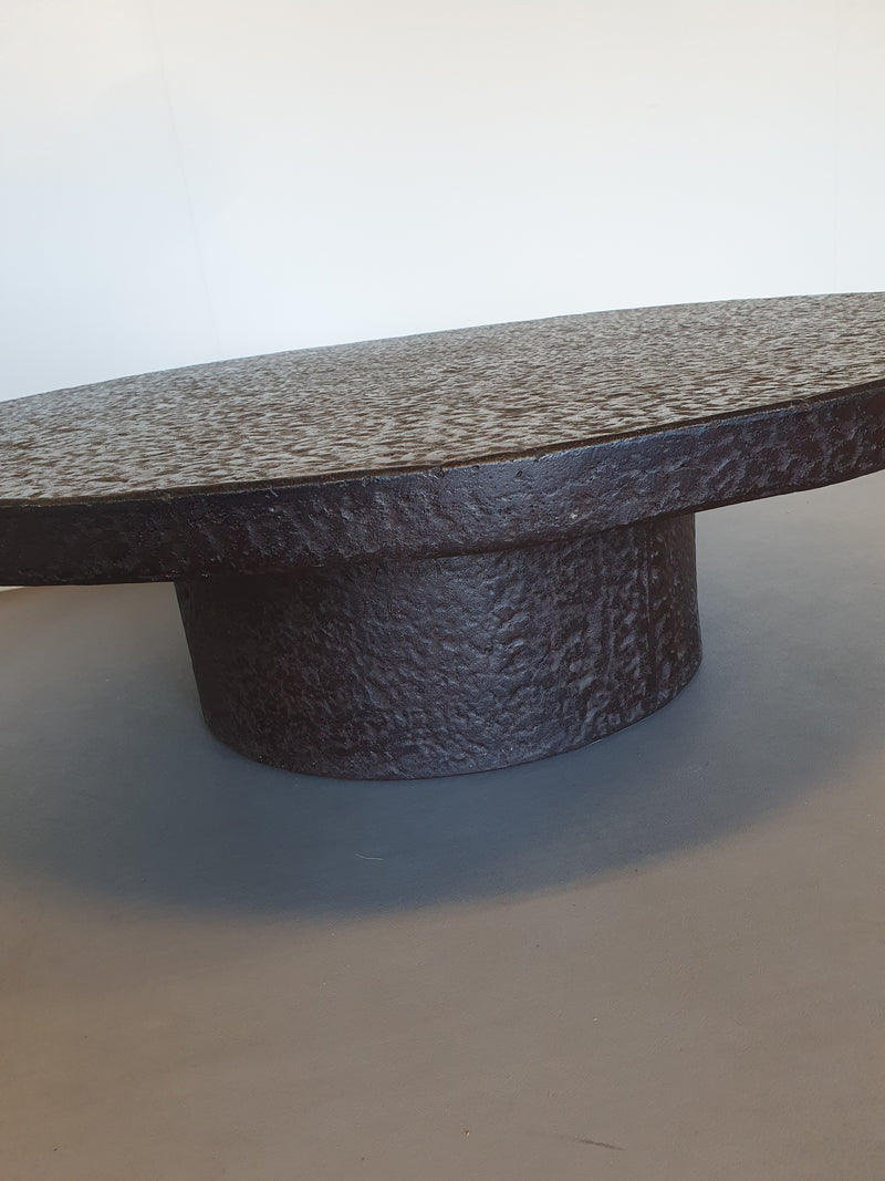 Beautiful composite, resin stone look brutalist coffee table