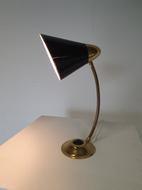 Mid-century brass big button table lamp