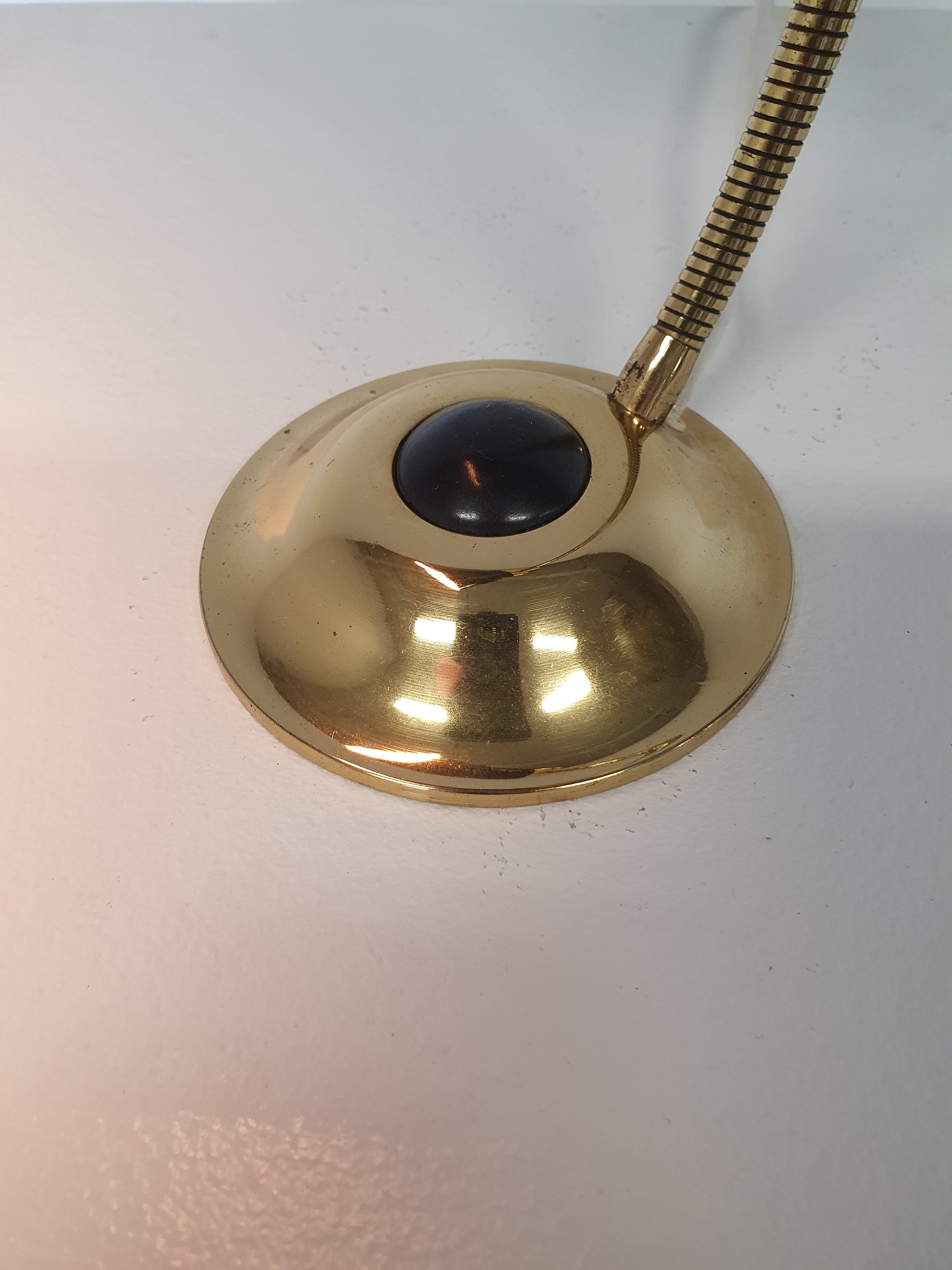 Mid-century brass big button table lamp