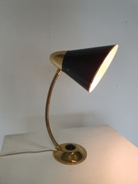 Mid-century brass big button table lamp