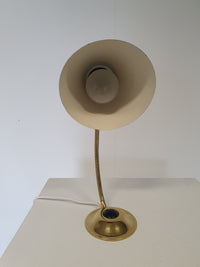 Mid-century brass big button table lamp