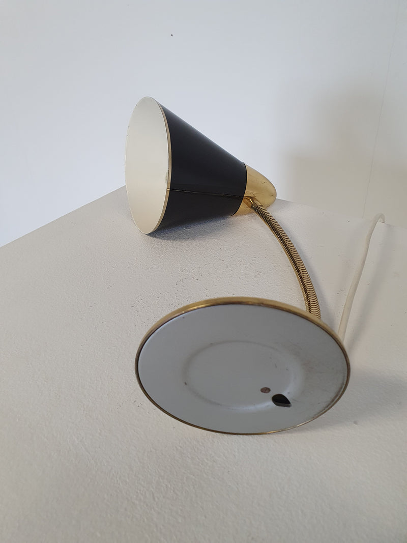 Mid-century brass big button table lamp