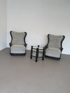 Beautiful faux bamboo wicker Giorgetti wing back lounge set 70s.