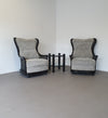 Beautiful faux bamboo wicker Giorgetti wing back lounge set 70s.