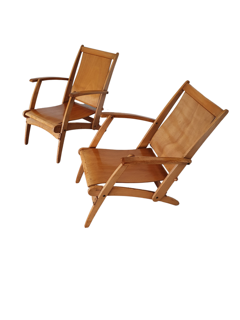 Mid Century plywood folding chairs