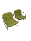 2 x retro rocking chair green leather