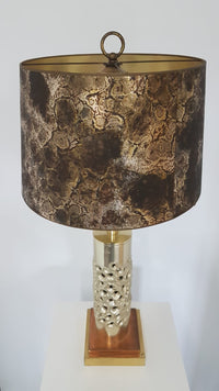 Unique brutalist table lamp - silver-plated aluminum - Willy Luyckx for Aluclair - 1960s