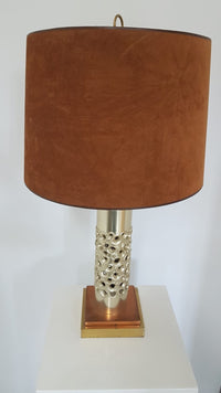 Unique brutalist table lamp - silver-plated aluminum - Willy Luyckx for Aluclair - 1960s