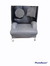 rare lounge chair with foldable footrest by Brunati / leather / grey - black
