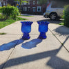 Large Vintage Spanish Cobalt Blue Glass Vases,  height 43 x deep 35, Set of 2.