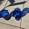 Large Vintage Spanish Cobalt Blue Glass Vases,  height 43 x deep 35, Set of 2.